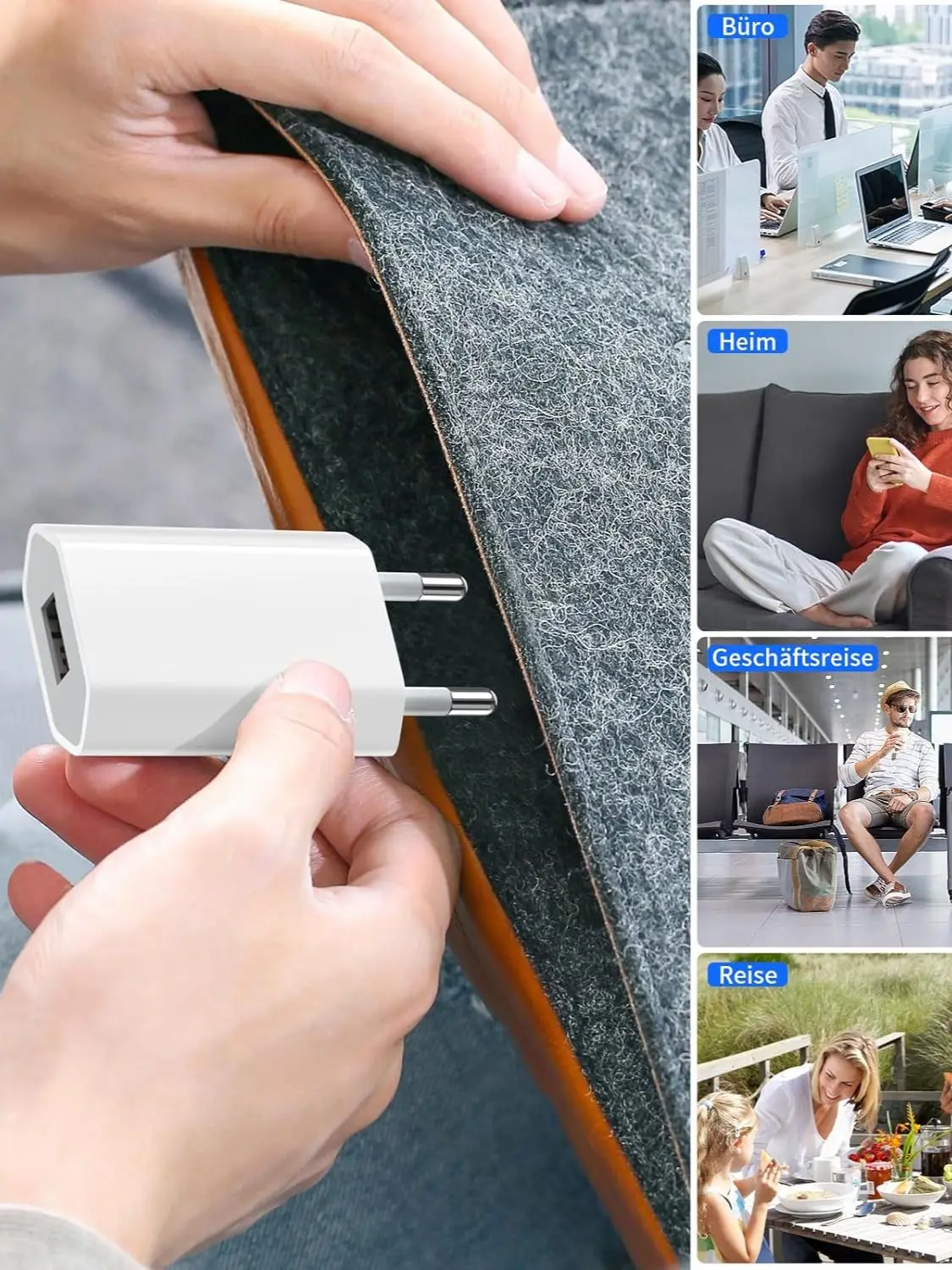 Universal 5V 1A USB Wall Charger with EU Plug - Available in 1/3/5 Pack Options