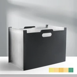 Sleek White Foldable A4 File Storage Box with Multipockets (Black)