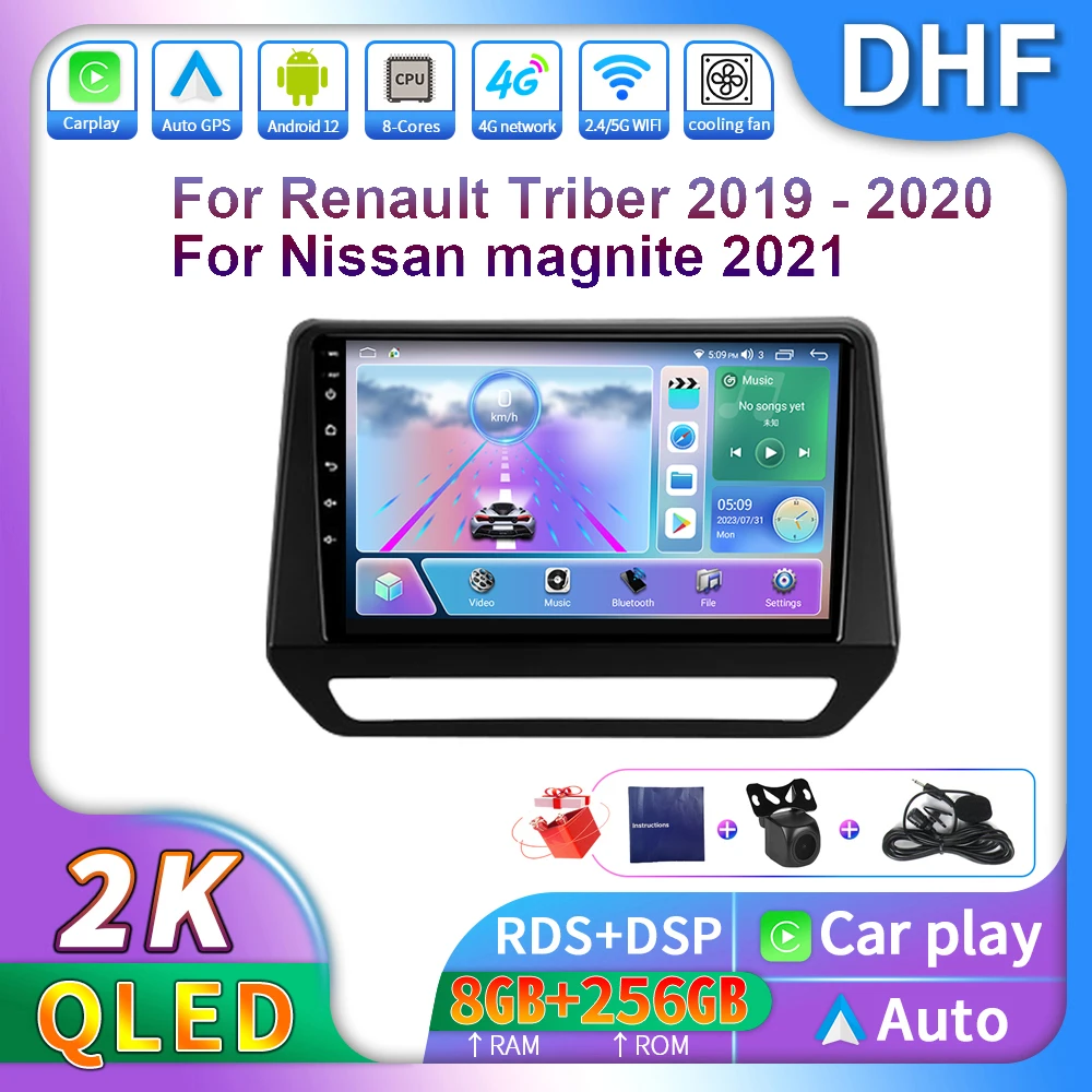 

DHF Car Radio Carplay For Renault Triber 2019 - 2020 For Nissan Magnite 2021 Android 13 Multimedia Player GPS Navigation 2din