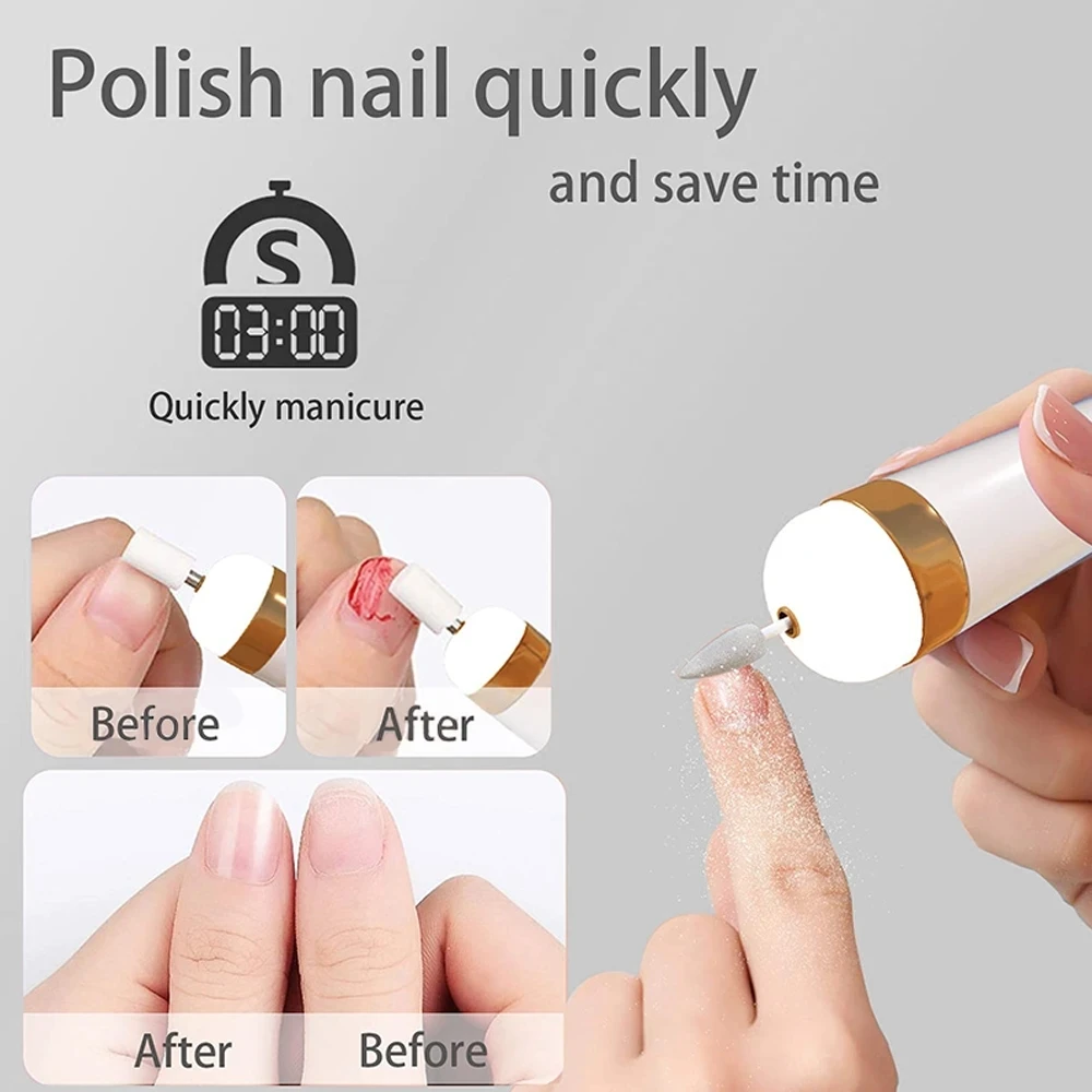 5PCS Ceramic Electric Nail Polisher Portable Nail Remover 3-speed Strong Motor High-speed Silent Not Shock Hand Manicure Tools
