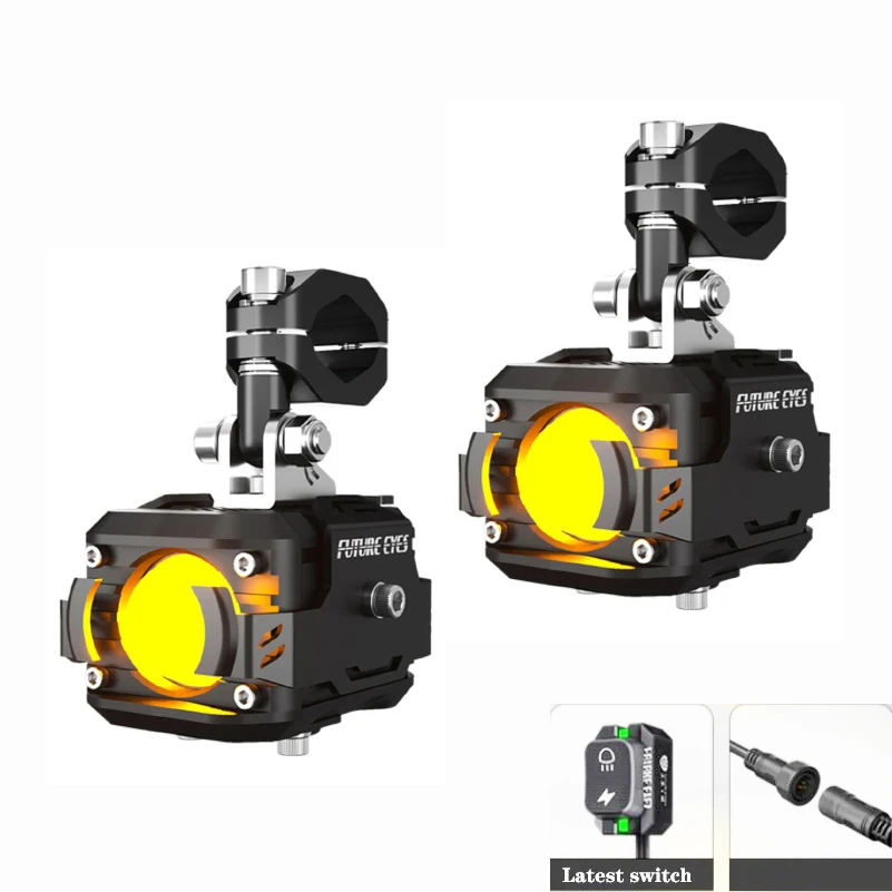 Future Eye F150 Motorcycle Wired Switch Bicolor Spotlight Assist Fog Lamp  Ultra Bright Suitable for Offroad Motorcycle ADV 60W
