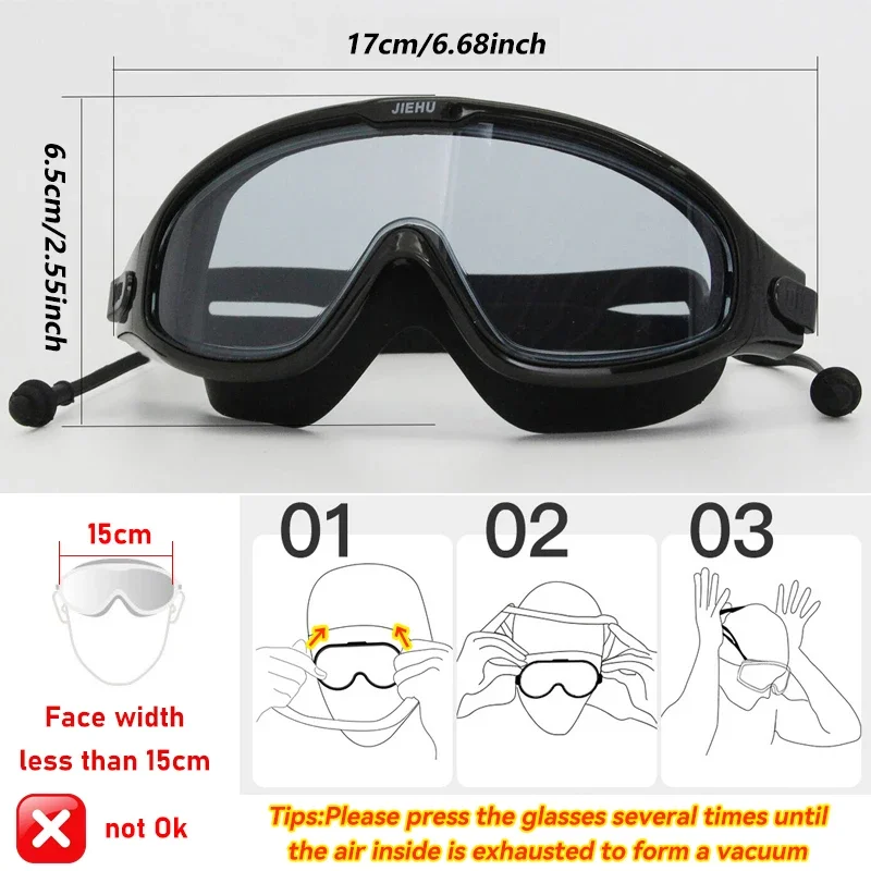 Myopia Swimming Glasses Prescription -1.0~-8.0 Waterproof Anti Fog Swim Eyewear Silicone Diopter Diving Goggles Adults Children