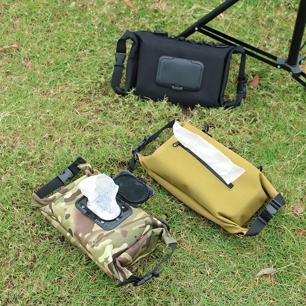 

Outdoor Camping Wet Tissue Box Paper Canvas Dispenser Box Water Resistant Hanging Portable Tissue Bag for Hiking Backpacking