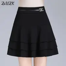 

New Women Three Layers Mini Skirt With Shorts Lining Spring Autumn Elastic High Waist Slim Simple Black Skirt Dance Skirt