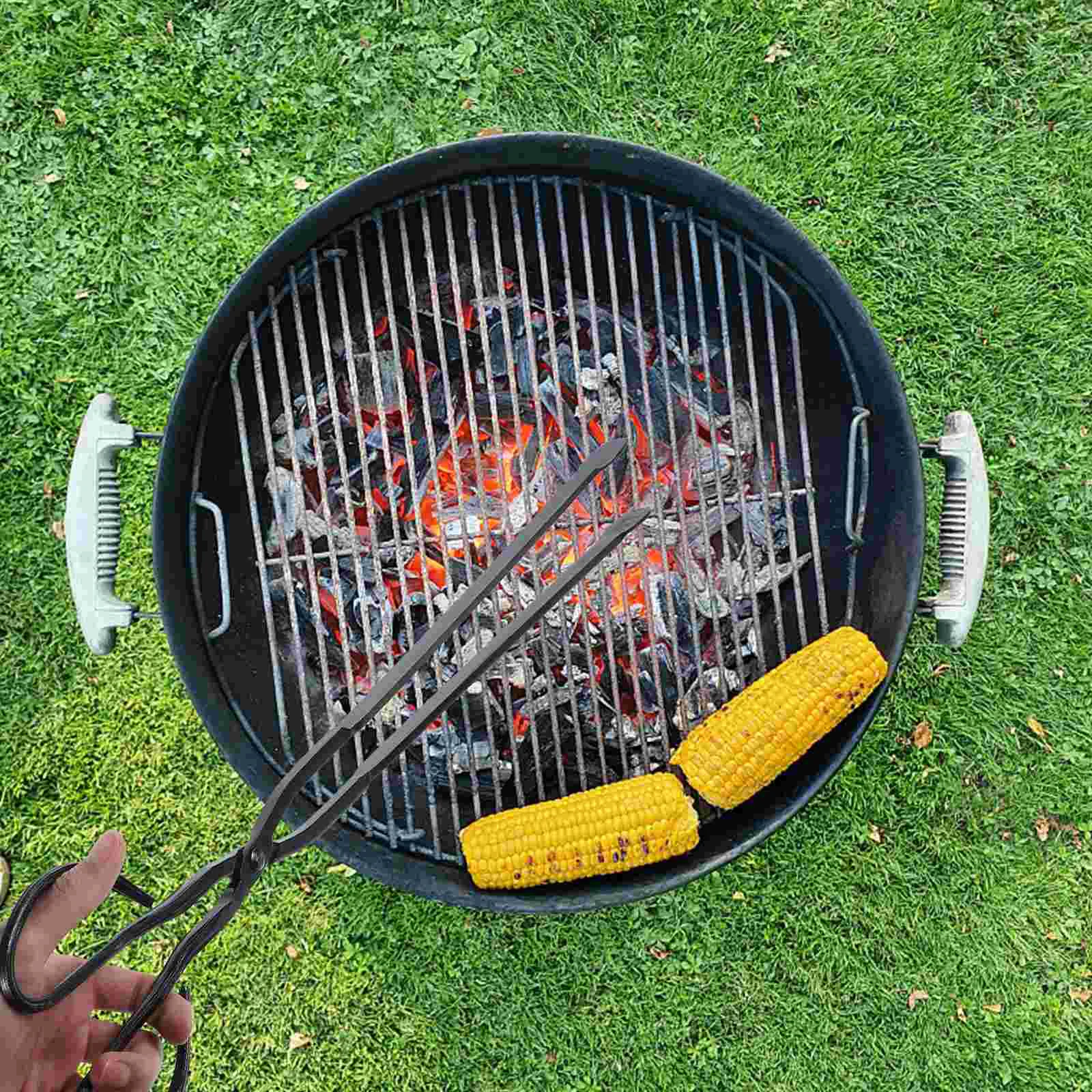 Long Handle Tong Fireplace Tool Portable Charcoal Clamp Outdoor Bbq Camping Firewood Grabber Kitchen Dining Utensils Coal Clip