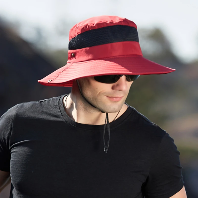 Hot Sale Xioguan 100% Polyester 9201 New Summer Breathable Fisherman Outdoor Mountaineering Big Eaf Sunshade Benni Hat_voghion.com
