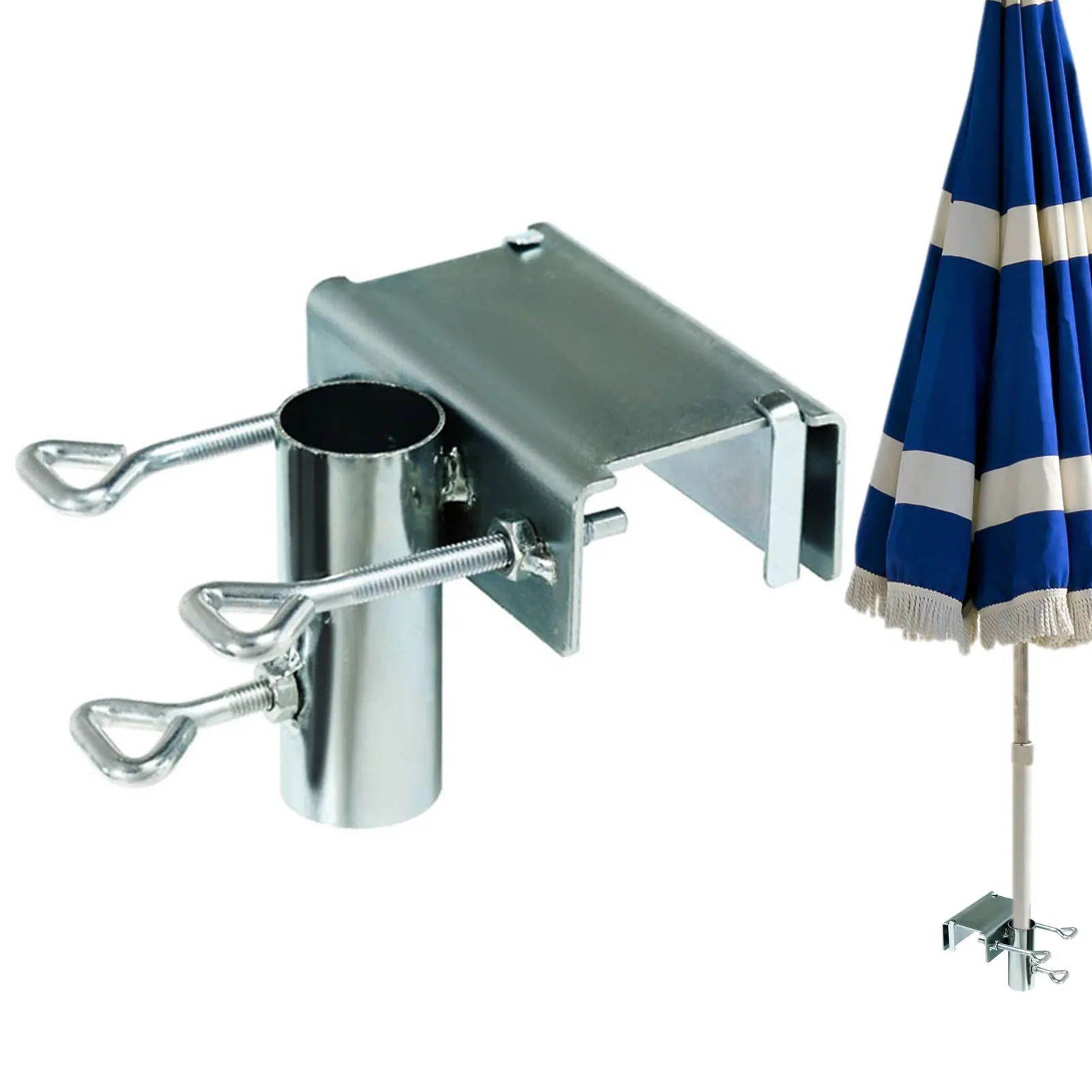 Umbrella Holder Umbrella Bracket Iron Parasol Holder Heavy Duty Umbrella Clamp Metal Umbrella Stand Bracket Deck Mount Tool Patio Clamp