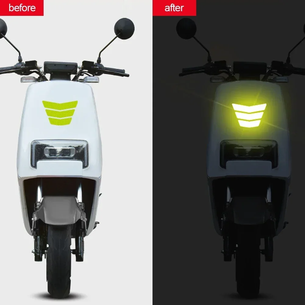 Arrow sticker applied to motorcycle fender