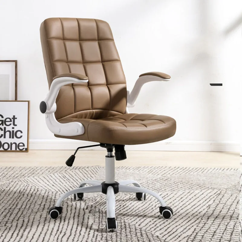 Armrest Swivel Office Chair Work Mobile Lazy Leather Simple Conference Computer Chair Study Sillas De Oficina Luxury Furniture