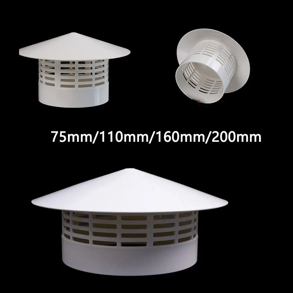 PVC Ventilated Rain Cap Exterior Wall Stove Pipe Protector Cover Exhaust Hood Roof Duct Vent 75-200mm Rain Pipe Cap Fireplaces