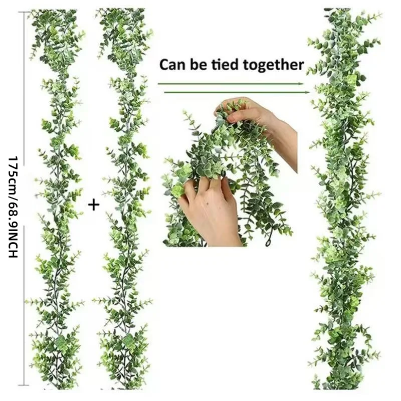 1/2/4pcs, Simulation Vine for Man Gypsophila Eucalyptus Garland, Artificial Green Vine,Suitable for Party, Wedding,Office Decor 5