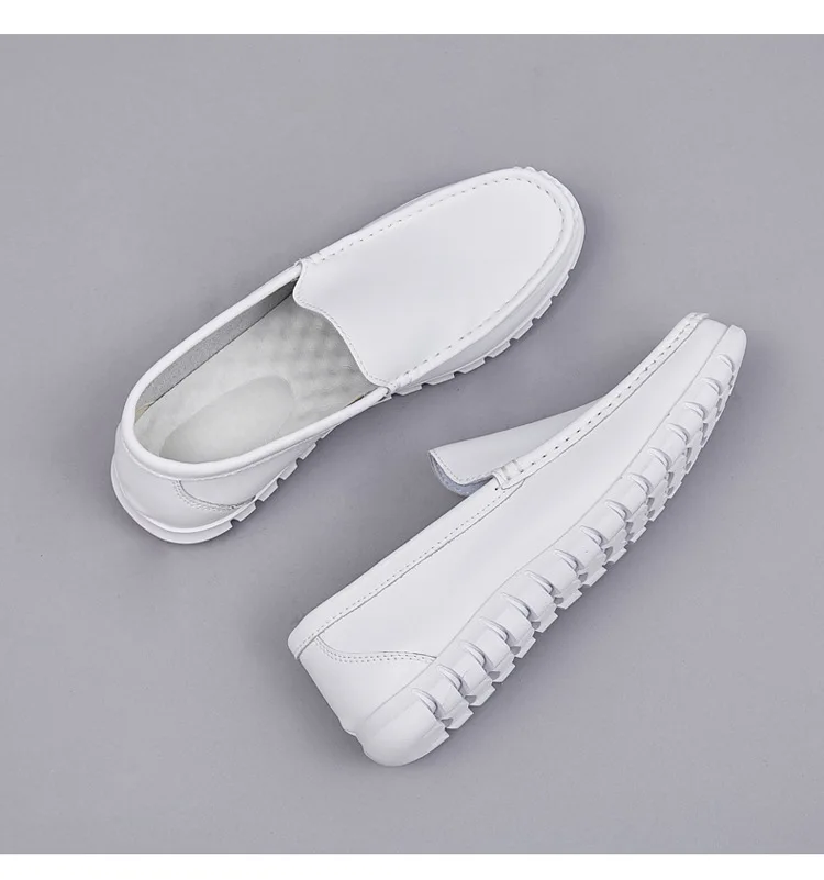 Hospital men's white nurse shoes comfortable soft soled leather shoes Flat heel elastic sole casual shoes work shoes