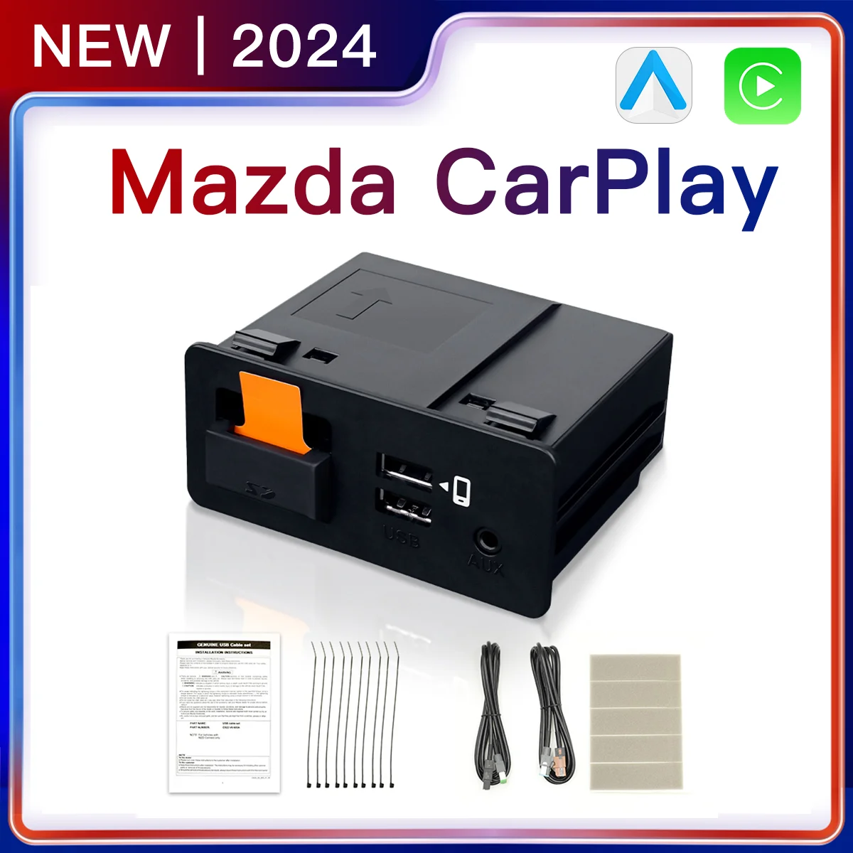 New Upgrade CarPlay Android Auto USB Hub OEM to modify Mazda 3 2 6 CX3 CX5 CX8 CX9 MX5 Original Radio TK78669U0C Carplay Kit