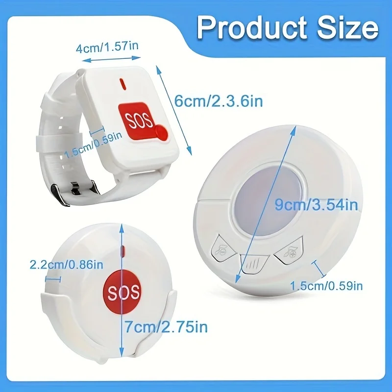 Caregiver Pager Alert Button For Seniors At Home Medical Alert For Elderly/Patient/Disabled Plugin Receiver Emergency Button