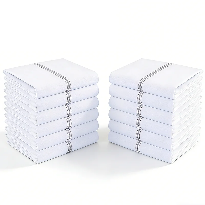 4/6/8/12 יחידות, מגבות כותנה סופגניות פשוטות בצבע אפור עם פסים, מגבות תה לבישול ואפייה, מגבות צלחות, מגבות סקורינג, מגבות יד, רכות במיוחד, סופגניות במיוחד, קישוט למטבח, חיוניות למטבח