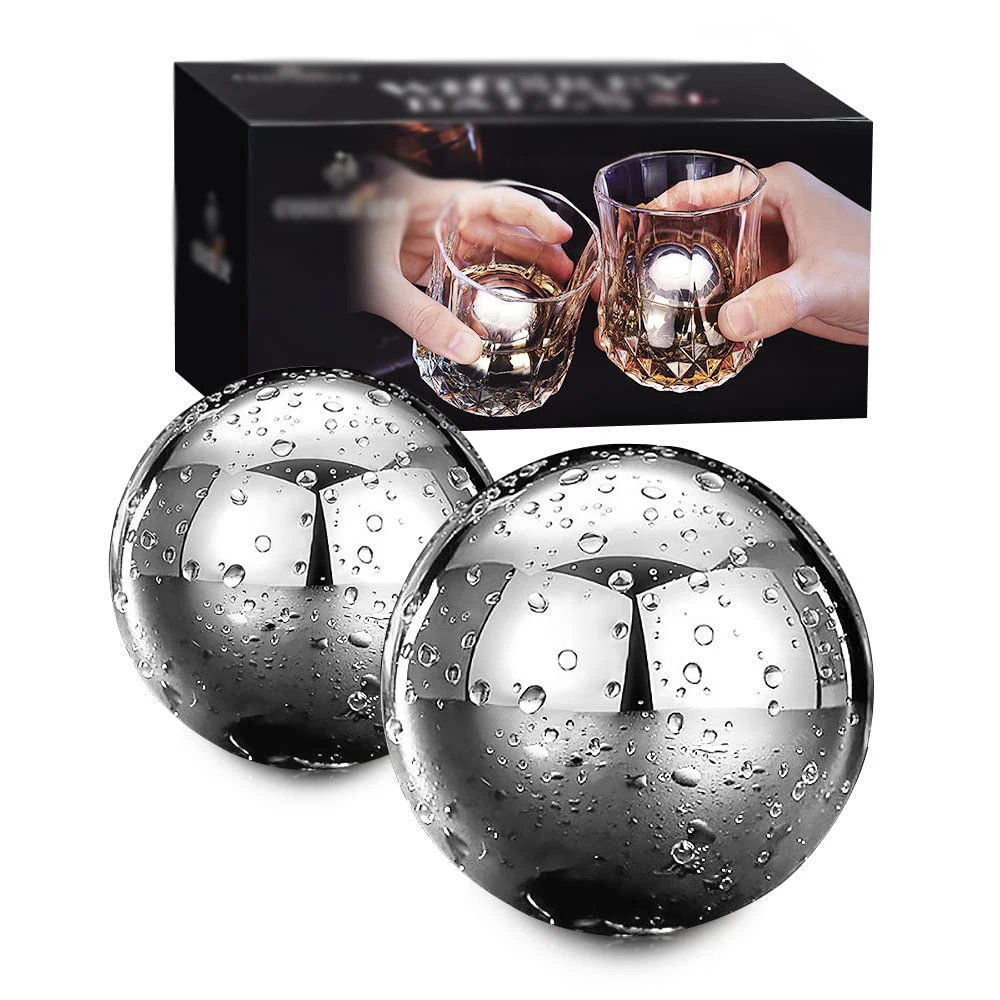 Whiskey Balls Reusable Stainless Steel Metal Ice Sphere Cubes Beverage Chilling Rocks Whiskey Stones for Red Wine ice cubes whiskey stones drink cooler