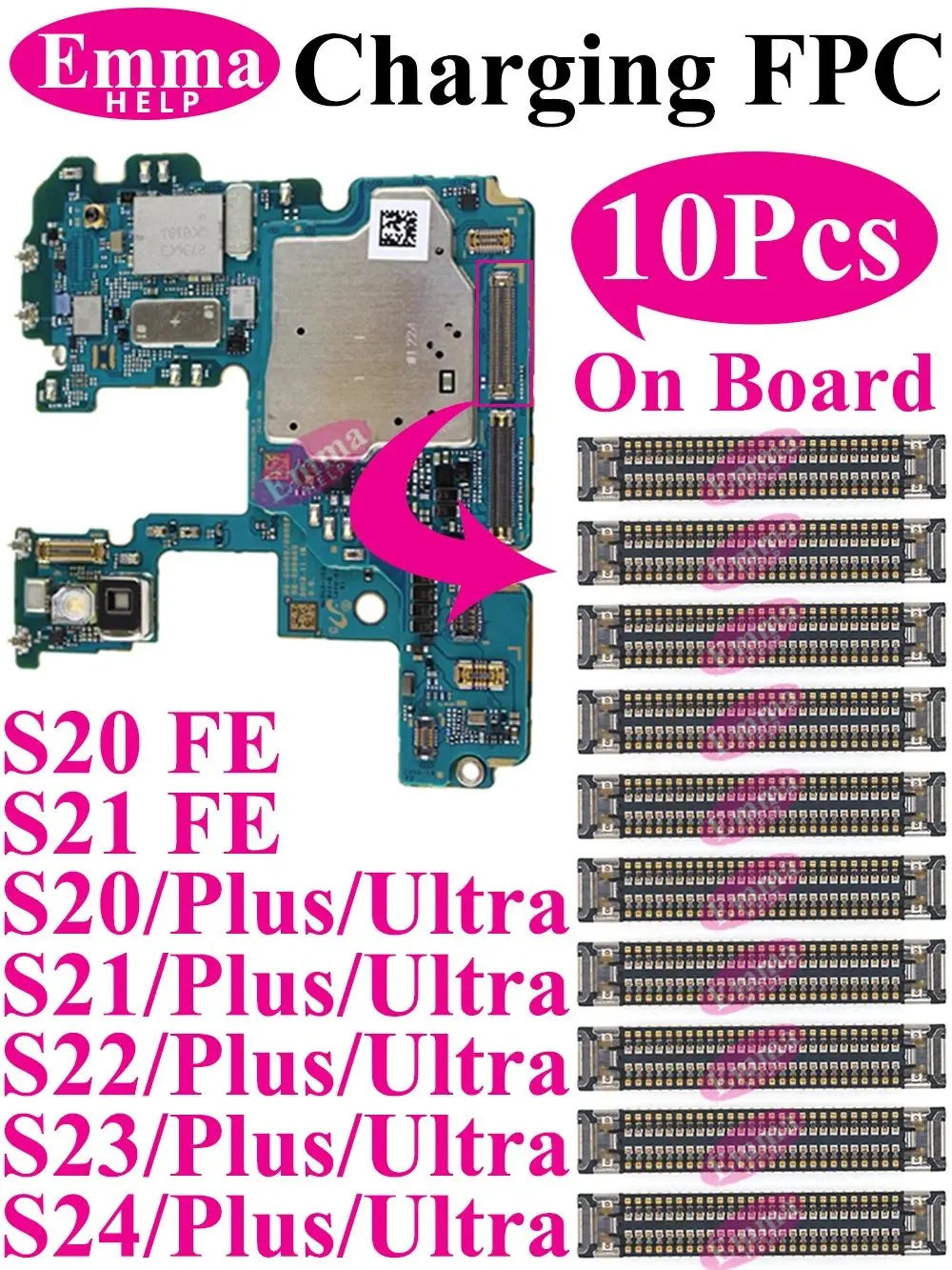 شحن USB موصل FPC على متنها ، ميناء قفص الاتهام ، S23 ، S24 ، S22 الترا ، S21 Plus ، Note 20 FE ، S21FE ، S10 ، S10