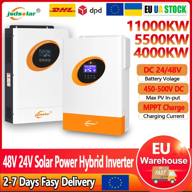 Convertisseur solaire hybride Jsdsolar 6,5 kW 11 kW, onduleur solaire MPPT, chargeur solaire, onduleur DC48V-230V AC, onde sinusoïdale pure, hors réseau, compatible LiFePo4 1