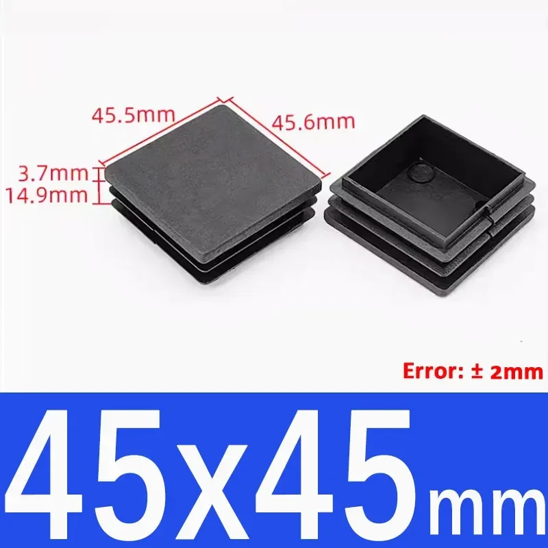 Black Square Plastic End Caps for Table or Chair Feet Protection