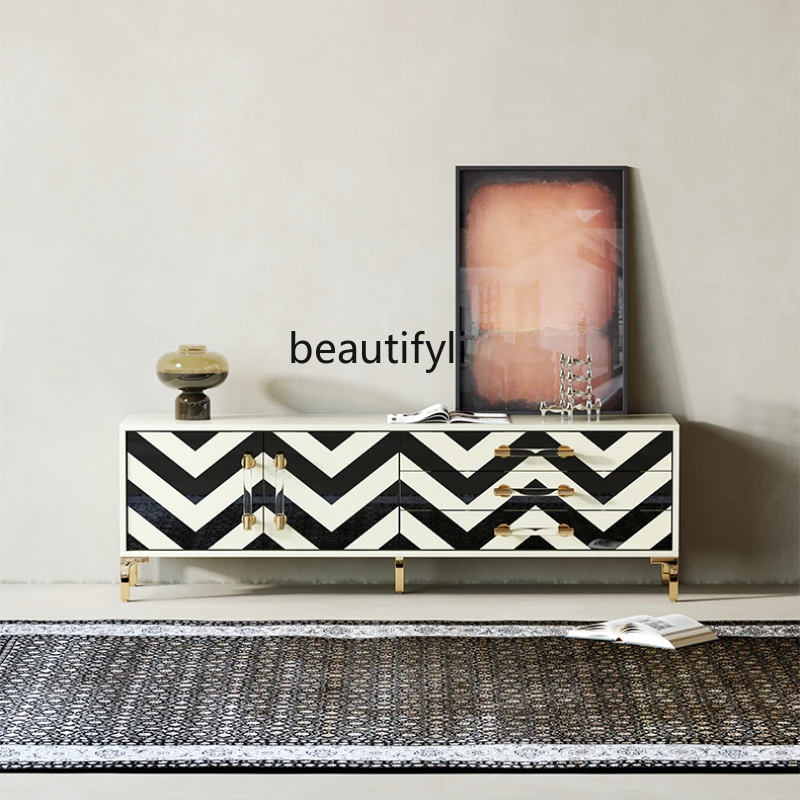 

yj Nordic Simple Post-Modern Living Room TV Cabinet Bedroom Light Luxury Coffee Table TV Cabinet Combination Set Floor Cabinet