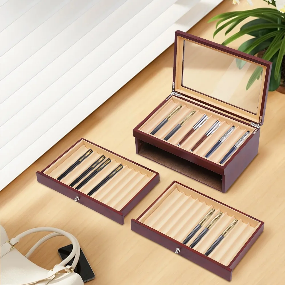 3 Layer Wood Pen Display Box Pen Organizer Box 34