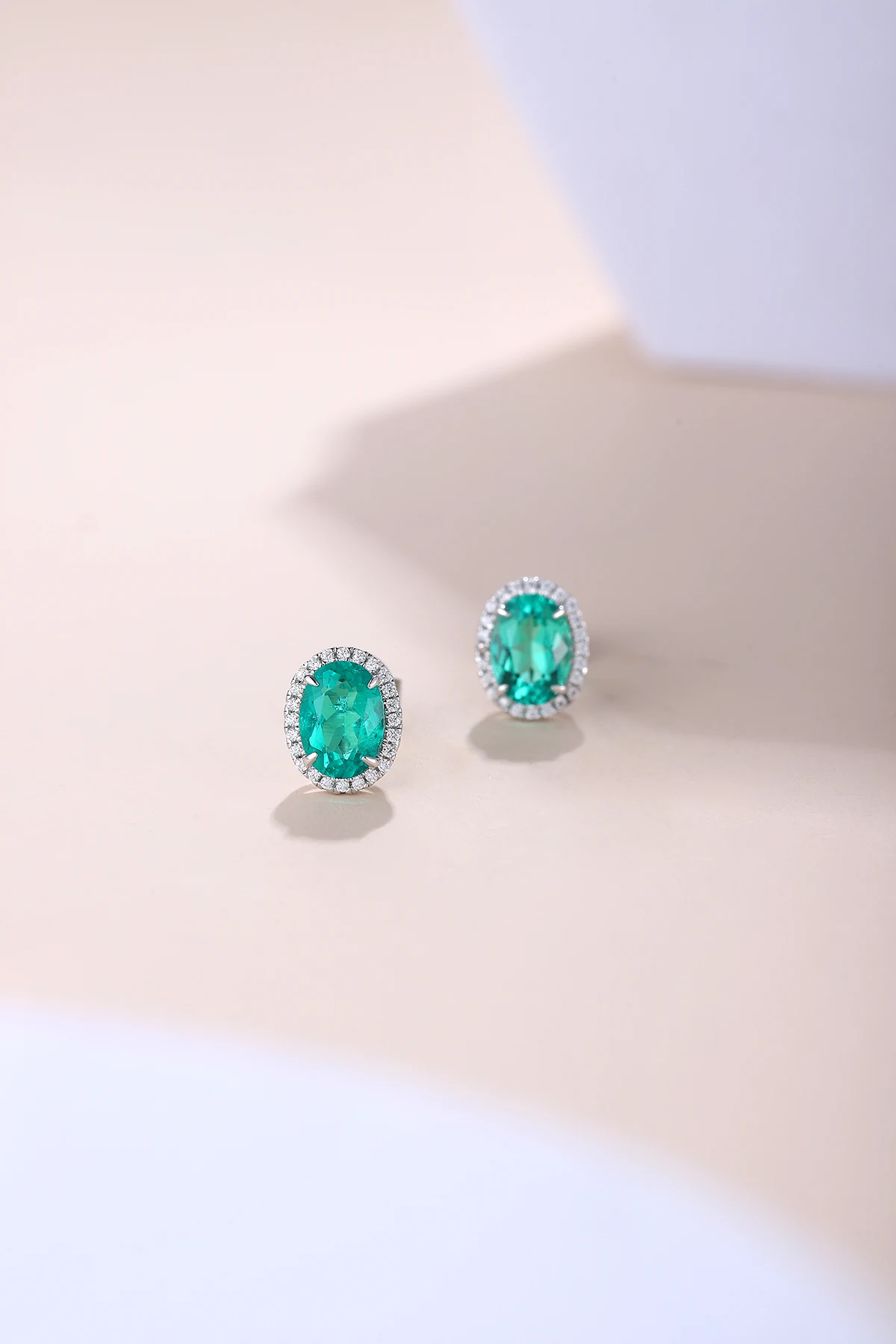 Anster 리얼  에메랄드 타원형 스터드 귀걸이 여성을위한 귀여운 파인 쥬얼리 절묘한 럭셔리 액세서리