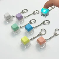 LED Keyboard Keychain Mechanical Button Fidget Key Switch Caps Finger Toys Relief Stress Small Gifts Car Key Ring For Adults 2