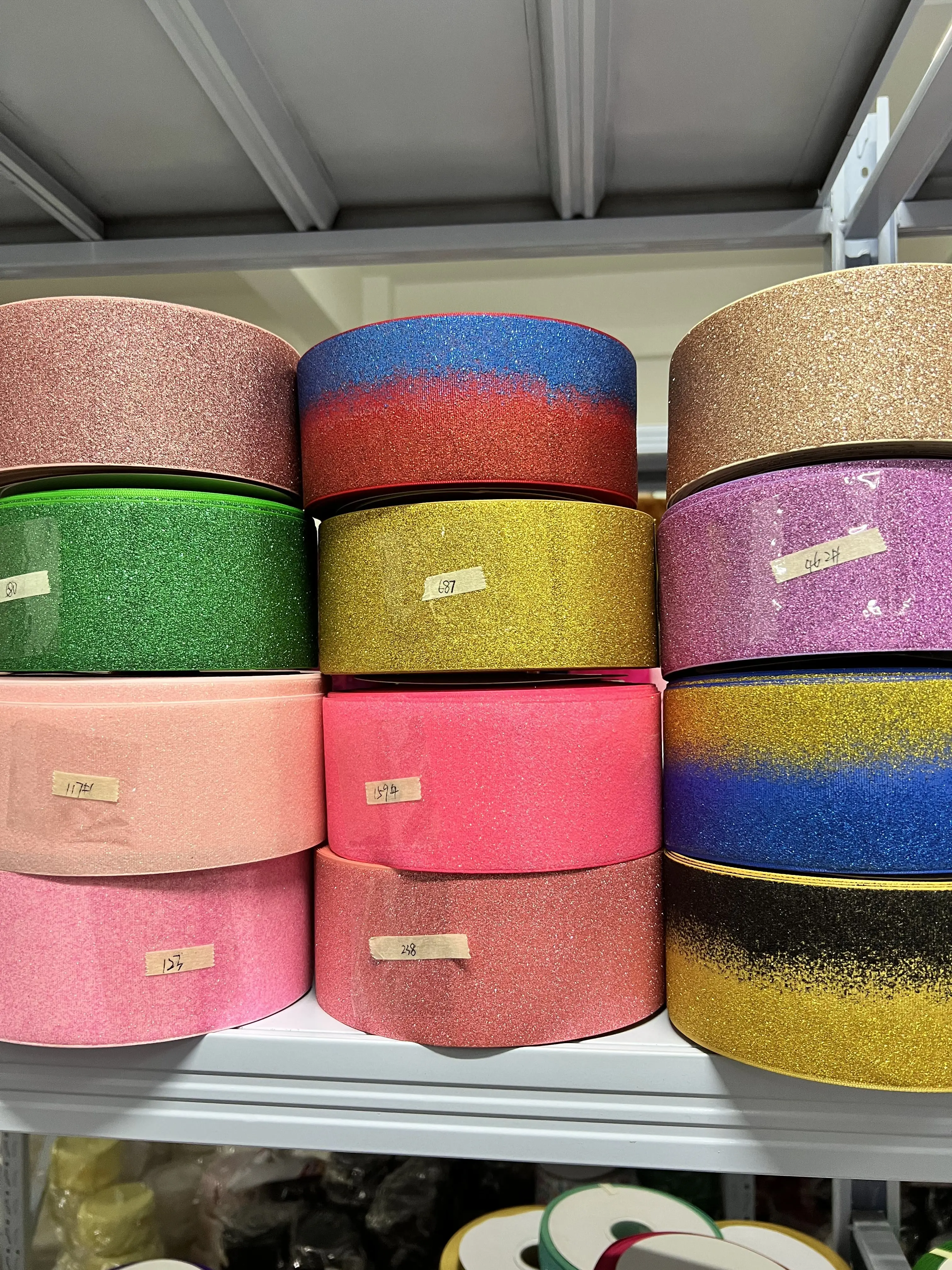 BOCA 75MM Solid Glitter Ribbon 50 Yards Per Color