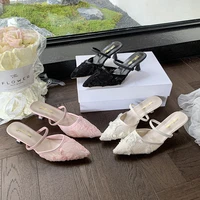 Luxury Designer White Women Wedding Pumps Mesh Embroidered Flowers Back Strap Sexy Slingback High Heel Dress Shoes for Ladies - Image 4