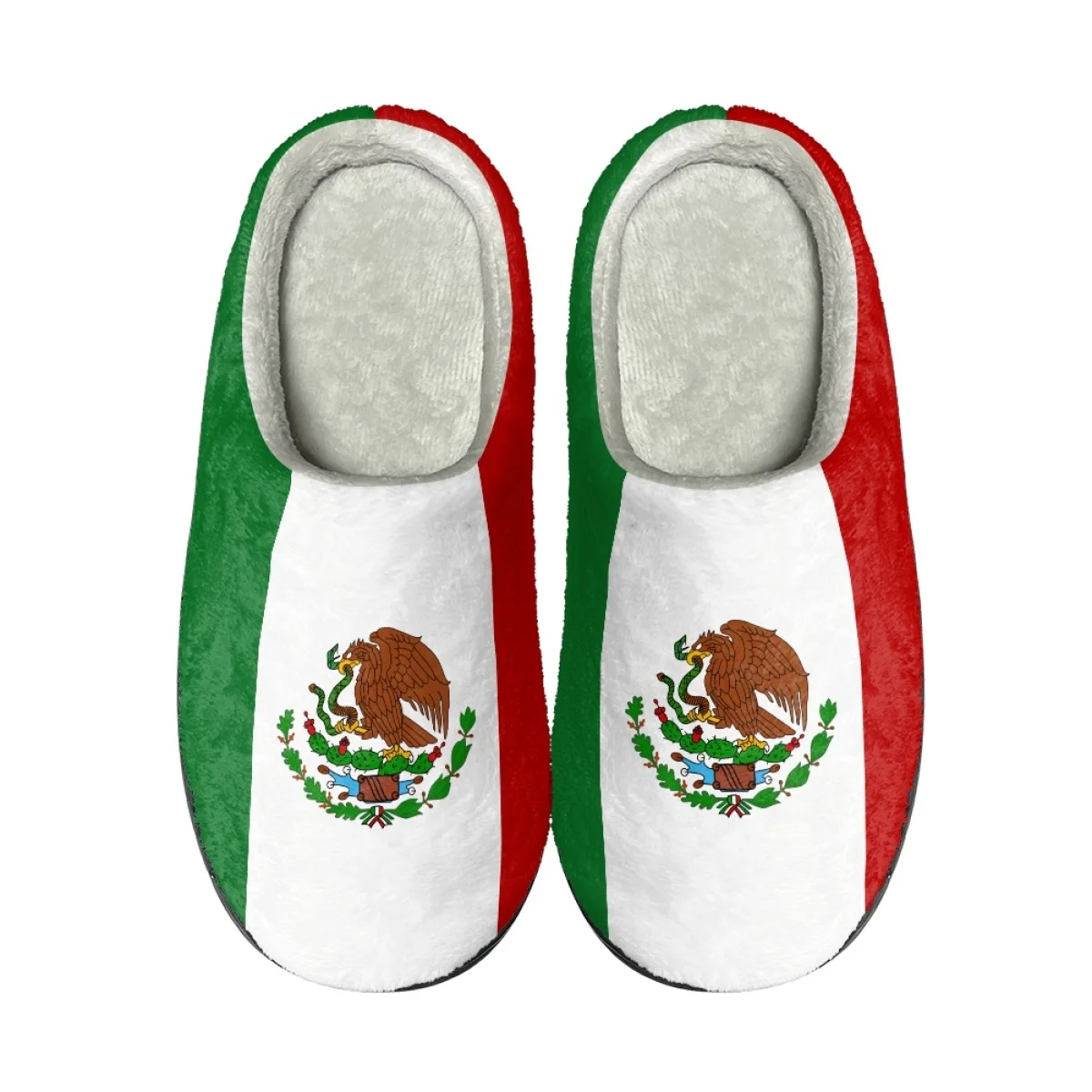 

Autumn Winter Men House Cotton Slippers Mexico Flag Print Indoor Warm Non-Slip Slippers Zapatos Mujer Couple Women Home Footwear