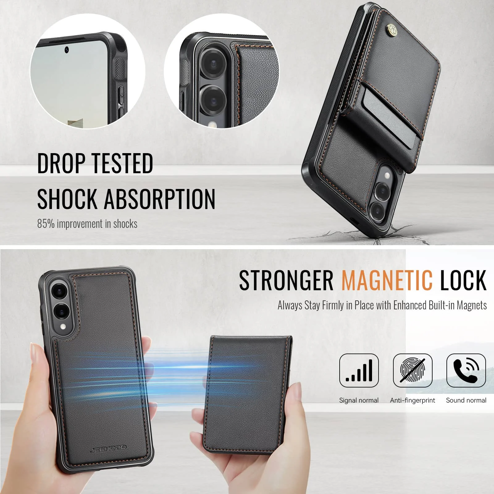 Magnetic 2-in-1 Detachable Wallet Case with Card Holder and Kickstand