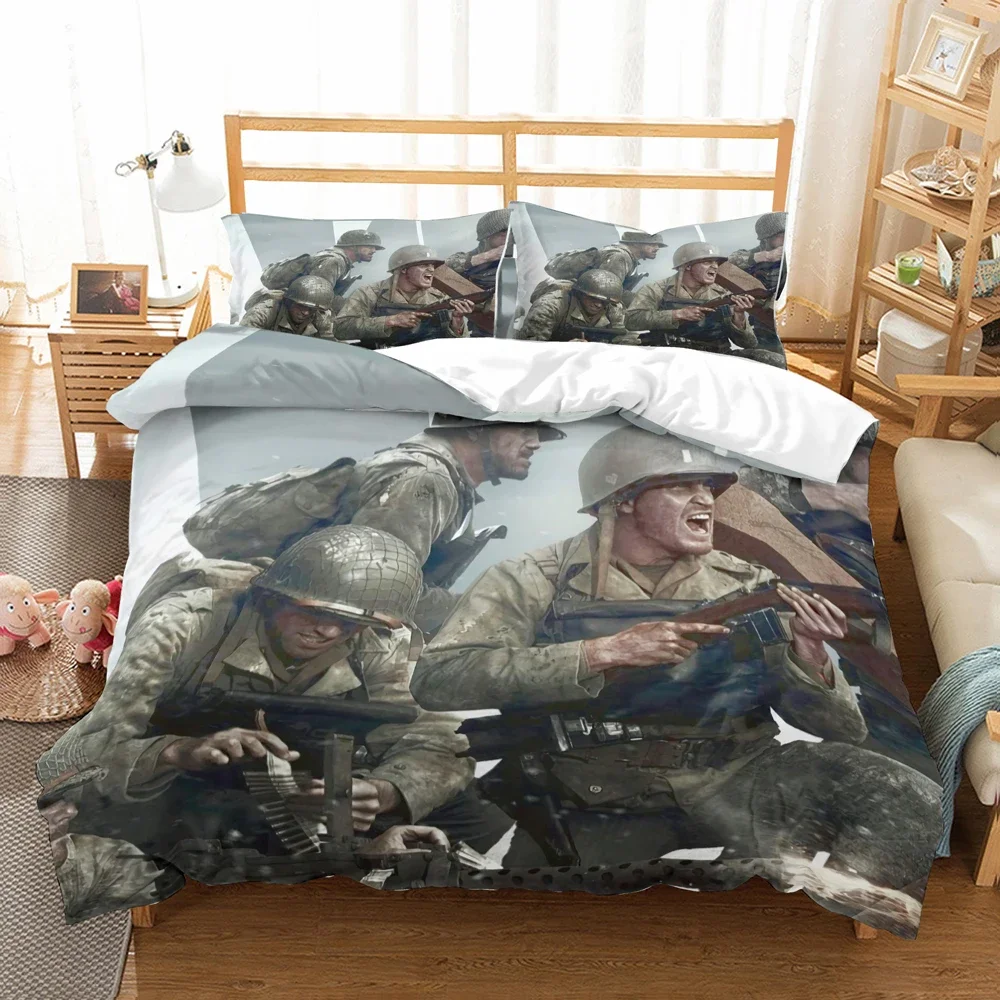 Call of duty WW II bedding set Black Ops Duvet cover set Modern Warframe Comforter cover set US King Queen Size for Adults Linen