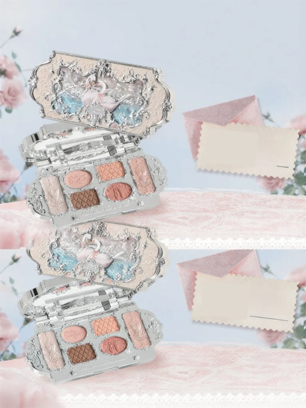 Flower Knows | Swan Ballet Six Color Eyeshadow Palette Matte Sparkling Pearl Finish Easy to Color Multiple Skin Types Suitable for Various Occasions