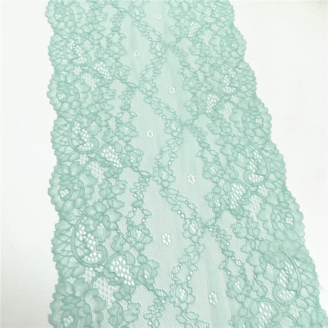3y/lot Width 22cm Light Green Elastic Stretch Lace Trimming 6
