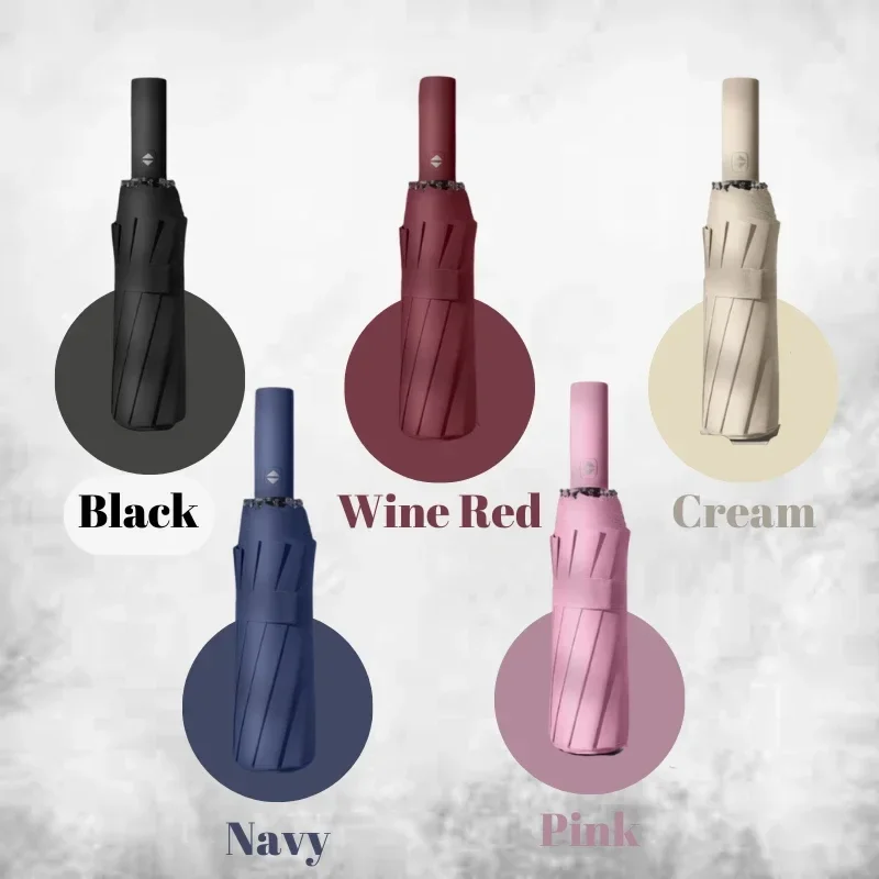 24 Bone Automatic Windproof Large Umbrella UV Protection