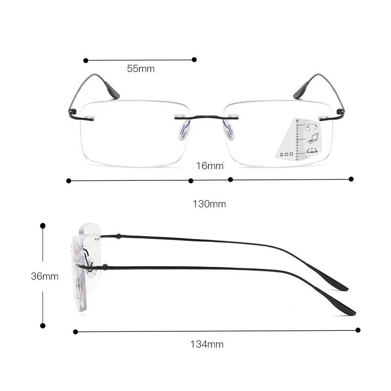 Hot Anti-blue Progressive Multifocal Reading Glasses With Case Frameless Elderly Eyewear Men Protable Presbyopic Glasses Women 6