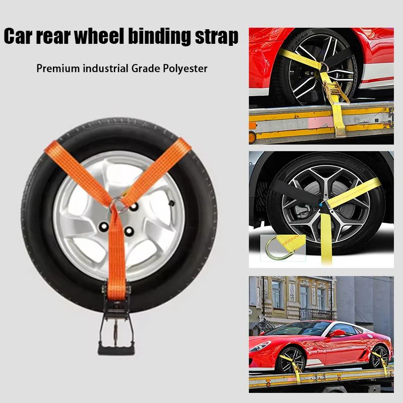 Ratchet Tie Down Straps Kit Tire Straps Car Tie Down with Snap Hooks for Passenger Car Truck Trailer