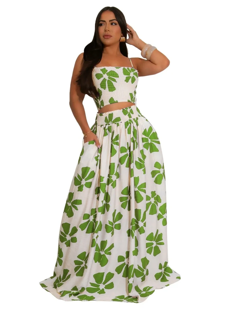 Wmstar Two Piece Set Women Wholesale Summer New Bohemian Style Halter Top Skirt Sets 2025 Outfits Fancy Club Designer Clothing