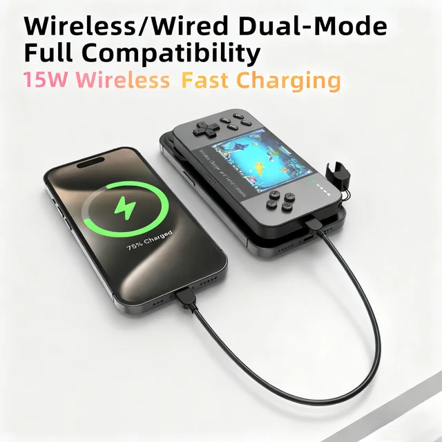 New game console with 1500 games, for Magsafe iPhone 17 16 15 14 13 12 Wireless Charger 5000mAh Power bank Phone backup battery