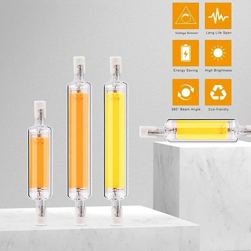 고출력 LED 유리 튜브 COB 전구, R7S 옥수수 램프, J78 J118, 할로겐 조명 교체, AC 110V, 220V, 240V, 78mm, 118mm 2