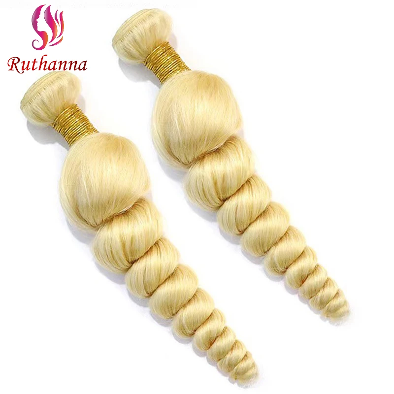 613 Fasci biondi Tessuto allentato Fasci di capelli umani al 100% 100 g/pz Capelli vergini brasiliani Remy morbidi per le donne Onda di capelli umani colorati