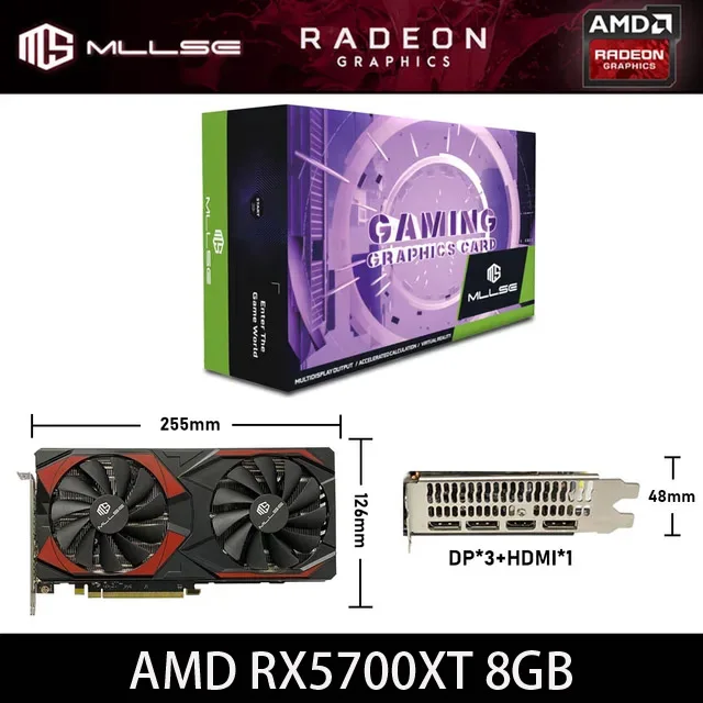 MLLSE AMD RX5700 XT 8GB Graphics Card GDDR6 256Bit PCI-E 4.0×16 6+