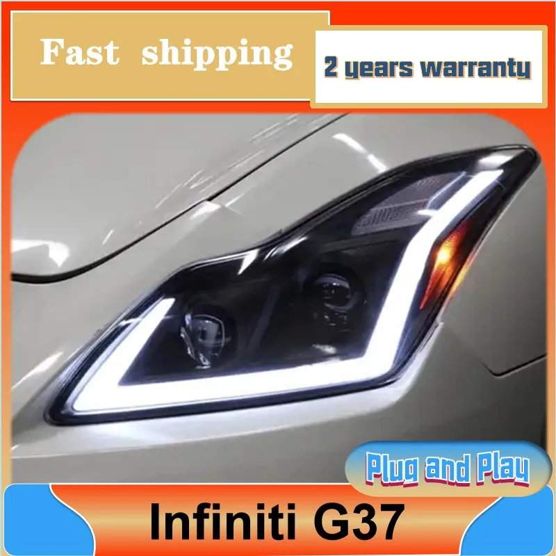 

Car Styling for Infiniti Q60 Headlight 2006-2012 Infiniti G37 Headlight DRL Turn Signal Low High Beam Projector Lens