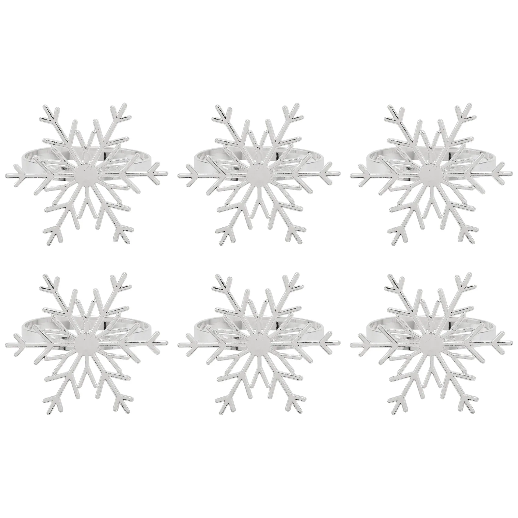 

6 Pieces Snowflake Napkin Rings Christmas Snowflake Napkin Holder Rings for Christmas Holiday Table Decoration (Silver)