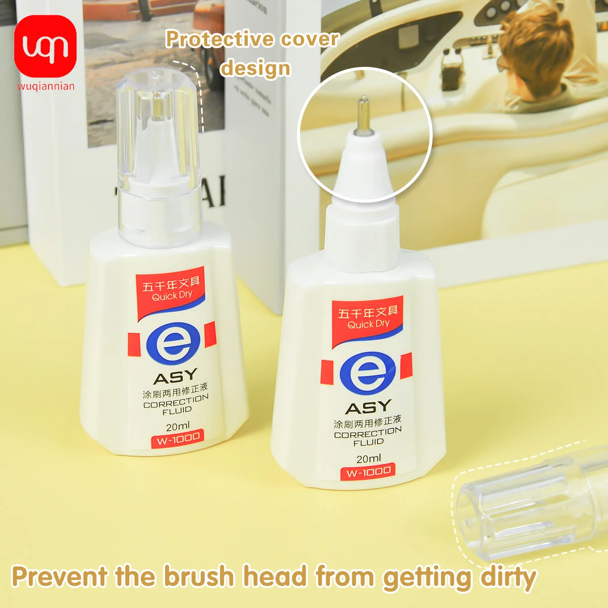 WQN 퀵드라이 수정액, 20ml, 흰색, 사용이 간편하며, 짧은 건조 시간, 1/3/6개 팩으로 제공
