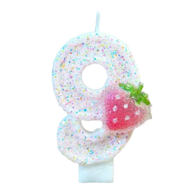 Creative Strawberry Candles Birthday Cake Candles Decorative Digital Candles for Children's Birthday Girls Cake Decorations