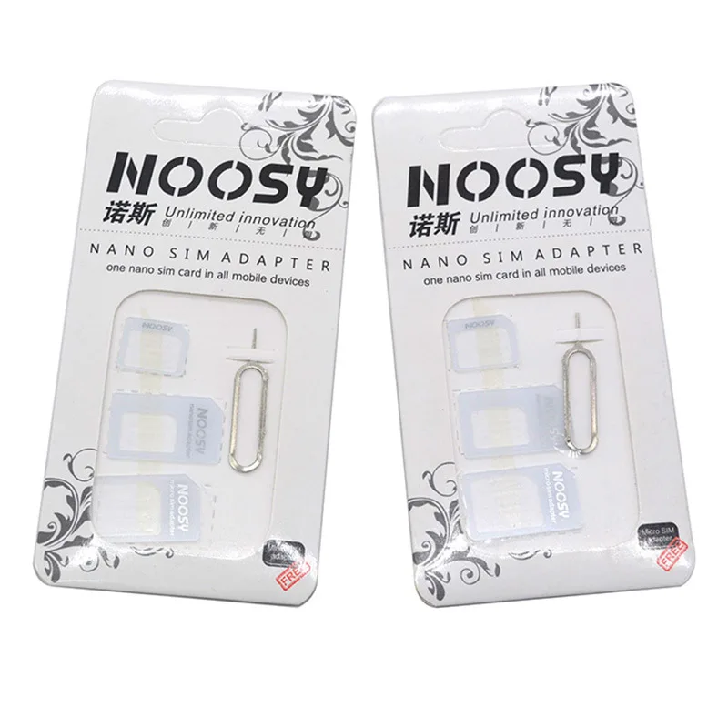 5Sets 4 in 1 Noosy Nano Sim Card Adapter + Micro Sim Cards Adapter + Standard SIM Card Adapter for IPhone