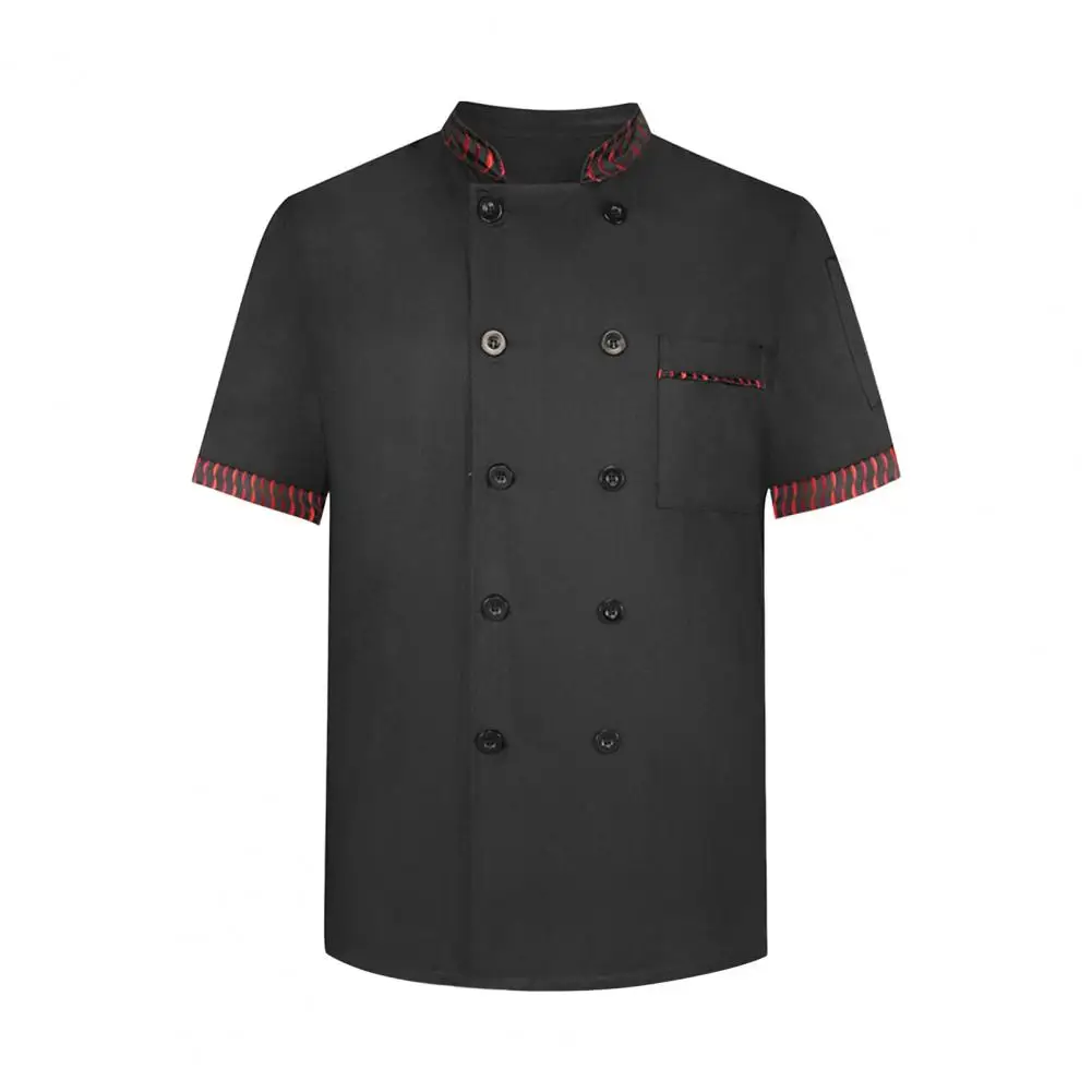 Cook Shirt Breathable Stain-resistant Chef Uniform for Kitchen Bakery Restaurant Double-breasted Short Sleeve Stand for Cooks