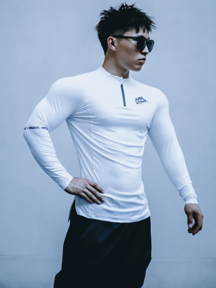 Maxatta 퀵 드라이 하프 지퍼 긴팔 남성용 트레이닝 티셔츠 피트니스 러닝 타이트핏 스포츠웨어 캐주얼 라운드넥