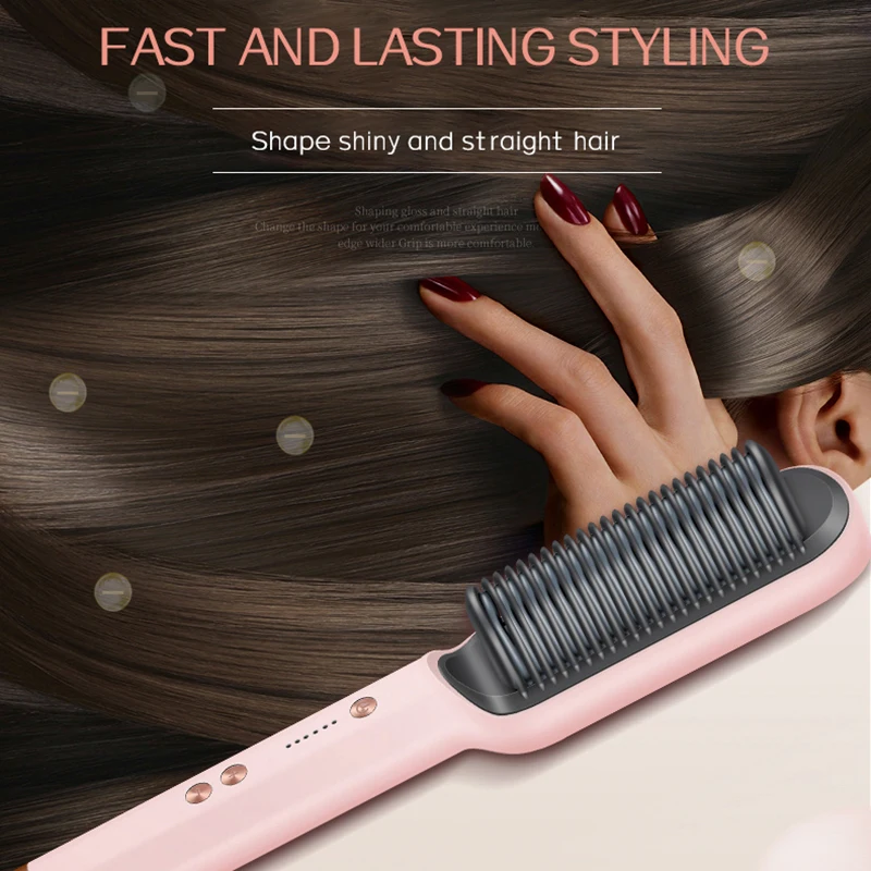 New Fast Heating&Anti-scalding Sweet Cat Hairdressing Flower Shape Straightener Brush Blow Dryer 2 In1 Comb Limited Color 3